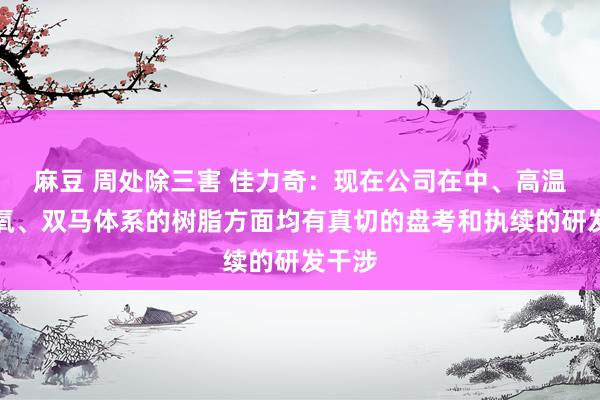 麻豆 周处除三害 佳力奇：现在公司在中、高温的环氧、双马体系的树脂方面均有真切的盘考和执续的研发干涉