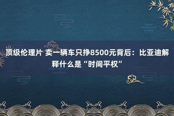 顶级伦理片 卖一辆车只挣8500元背后：比亚迪解释什么是“时间平权”