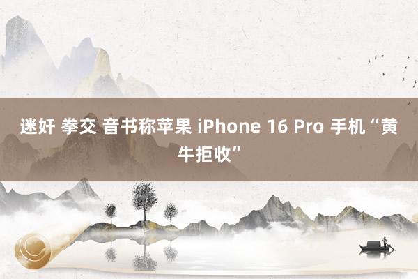 迷奸 拳交 音书称苹果 iPhone 16 Pro 手机“黄牛拒收”