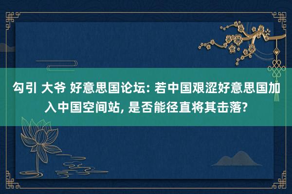 勾引 大爷 好意思国论坛: 若中国艰涩好意思国加入中国空间站， 是否能径直将其击落?