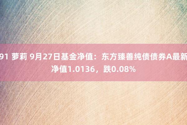 91 萝莉 9月27日基金净值：东方臻善纯债债券A最新净值1.0136，跌0.08%