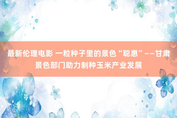 最新伦理电影 一粒种子里的景色“聪惠”——甘肃景色部门助力制种玉米产业发展