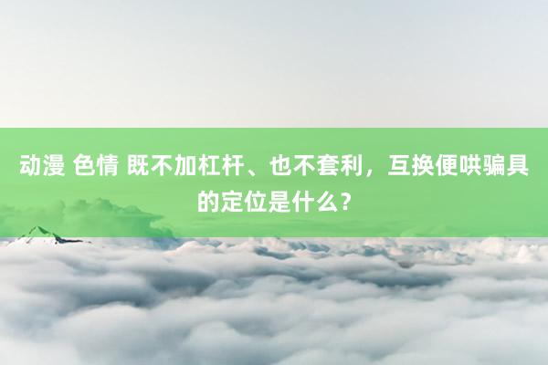 动漫 色情 既不加杠杆、也不套利，互换便哄骗具的定位是什么？