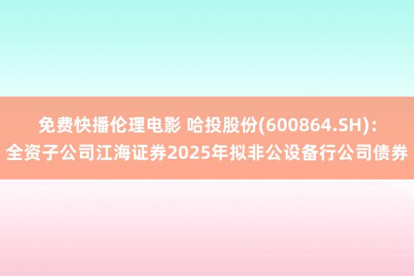 免费快播伦理电影 哈投股份(600864.SH)：全资子公司江海证券2025年拟非公设备行公司债券