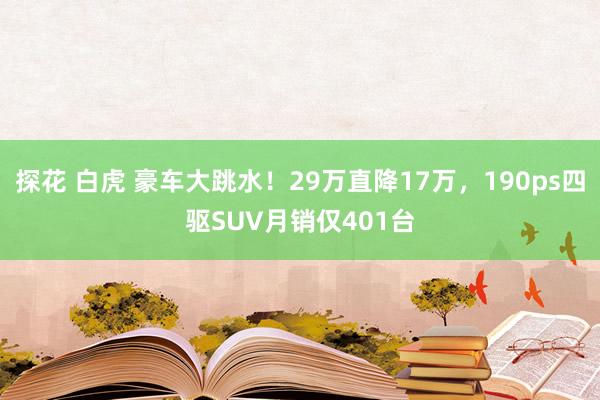 探花 白虎 豪车大跳水！29万直降17万，190ps四驱SUV月销仅401台