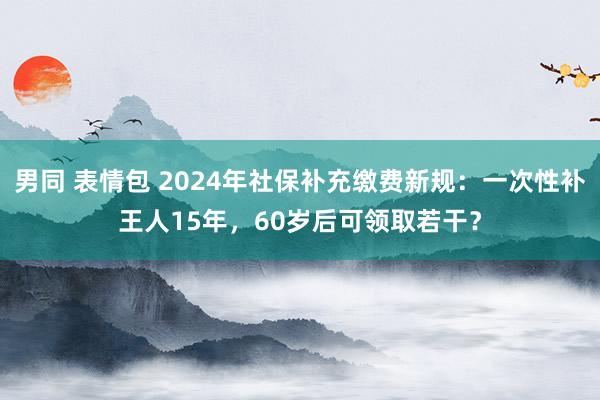 男同 表情包 2024年社保补充缴费新规：一次性补王人15年，60岁后可领取若干？