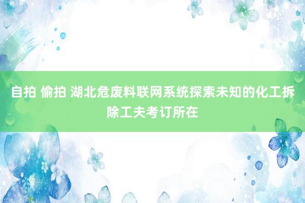 自拍 偷拍 湖北危废料联网系统探索未知的化工拆除工夫考订所在