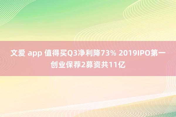 文爱 app 值得买Q3净利降73% 2019IPO第一创业保荐2募资共11亿