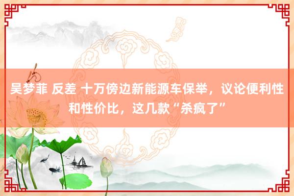 吴梦菲 反差 十万傍边新能源车保举，议论便利性和性价比，这几款“杀疯了”