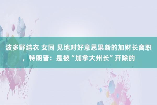 波多野结衣 女同 见地对好意思果断的加财长离职，特朗普：是被“加拿大州长”开除的