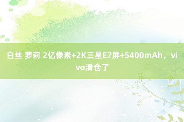 白丝 萝莉 2亿像素+2K三星E7屏+5400mAh，vivo清仓了