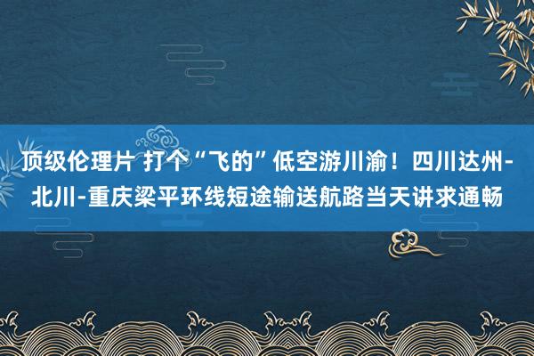 顶级伦理片 打个“飞的”低空游川渝！四川达州-北川-重庆梁平环线短途输送航路当天讲求通畅