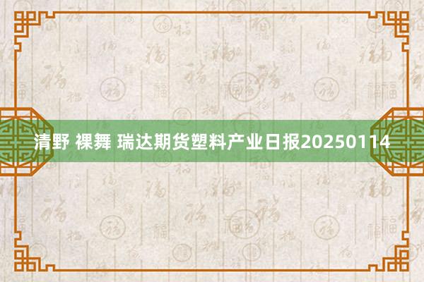 清野 裸舞 瑞达期货塑料产业日报20250114